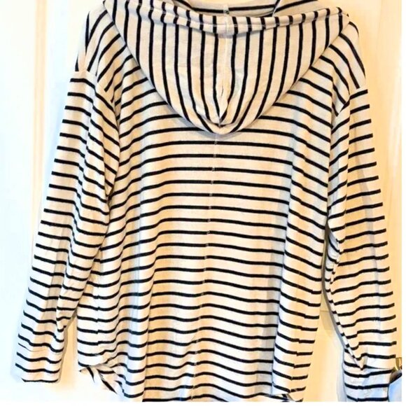 Women’s Hoodie Sweatshirt Top Jersey  Size M  Striped Lightweight - Picture 4 of 6